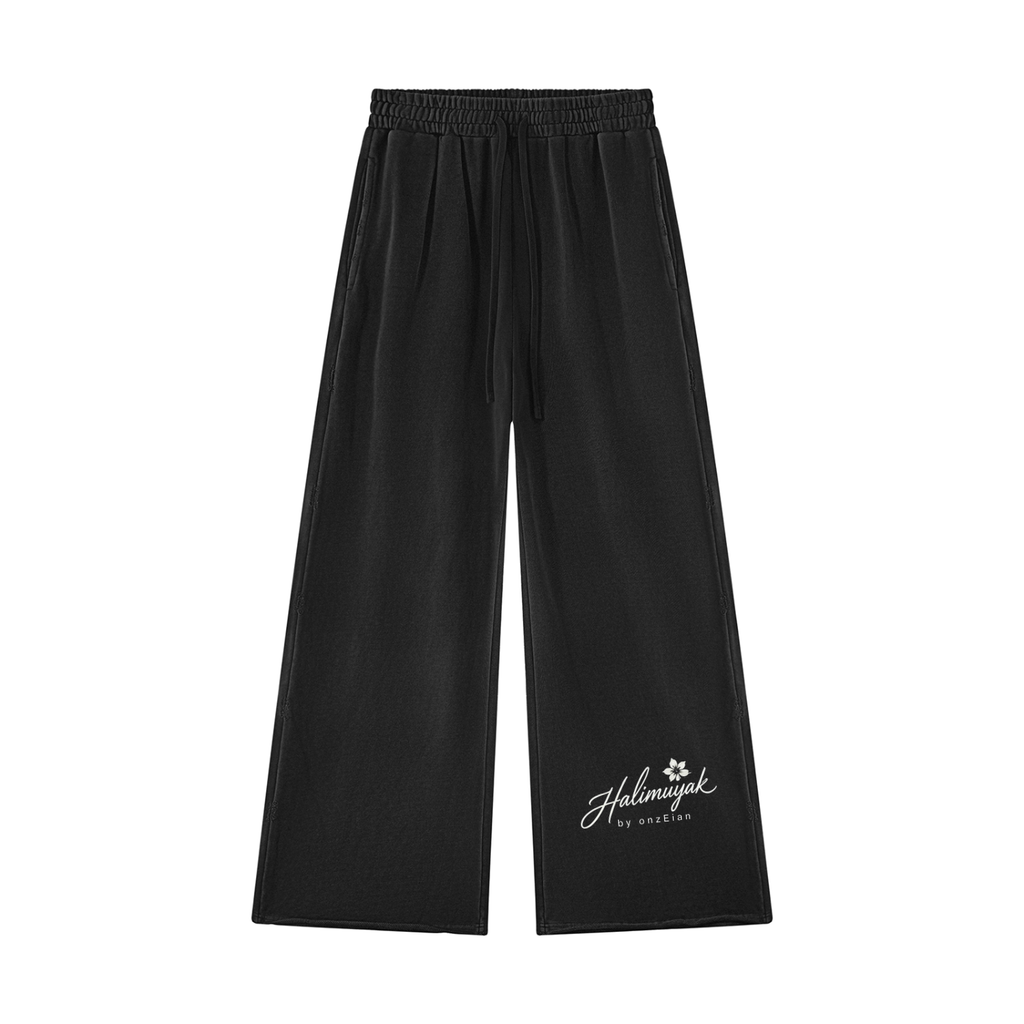 Halimuyak Unisex Vintage Wash Raw Edge Sweatpants